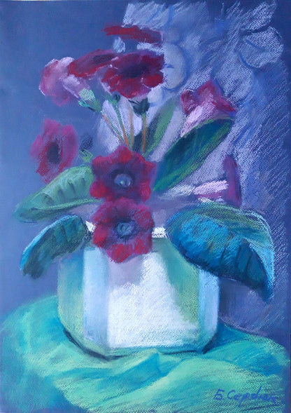 Pastel painting Gloxinia in a pot Serdyuk Boris Petrovich