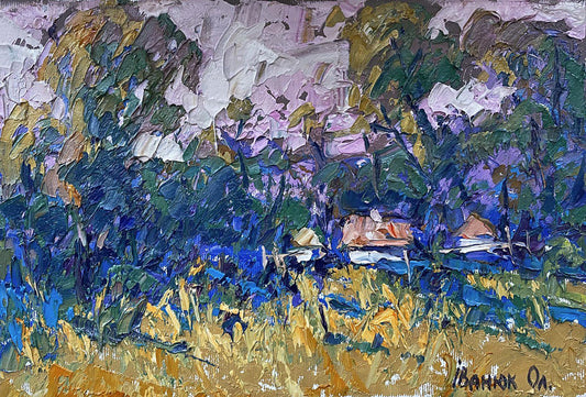 Oil painting house village