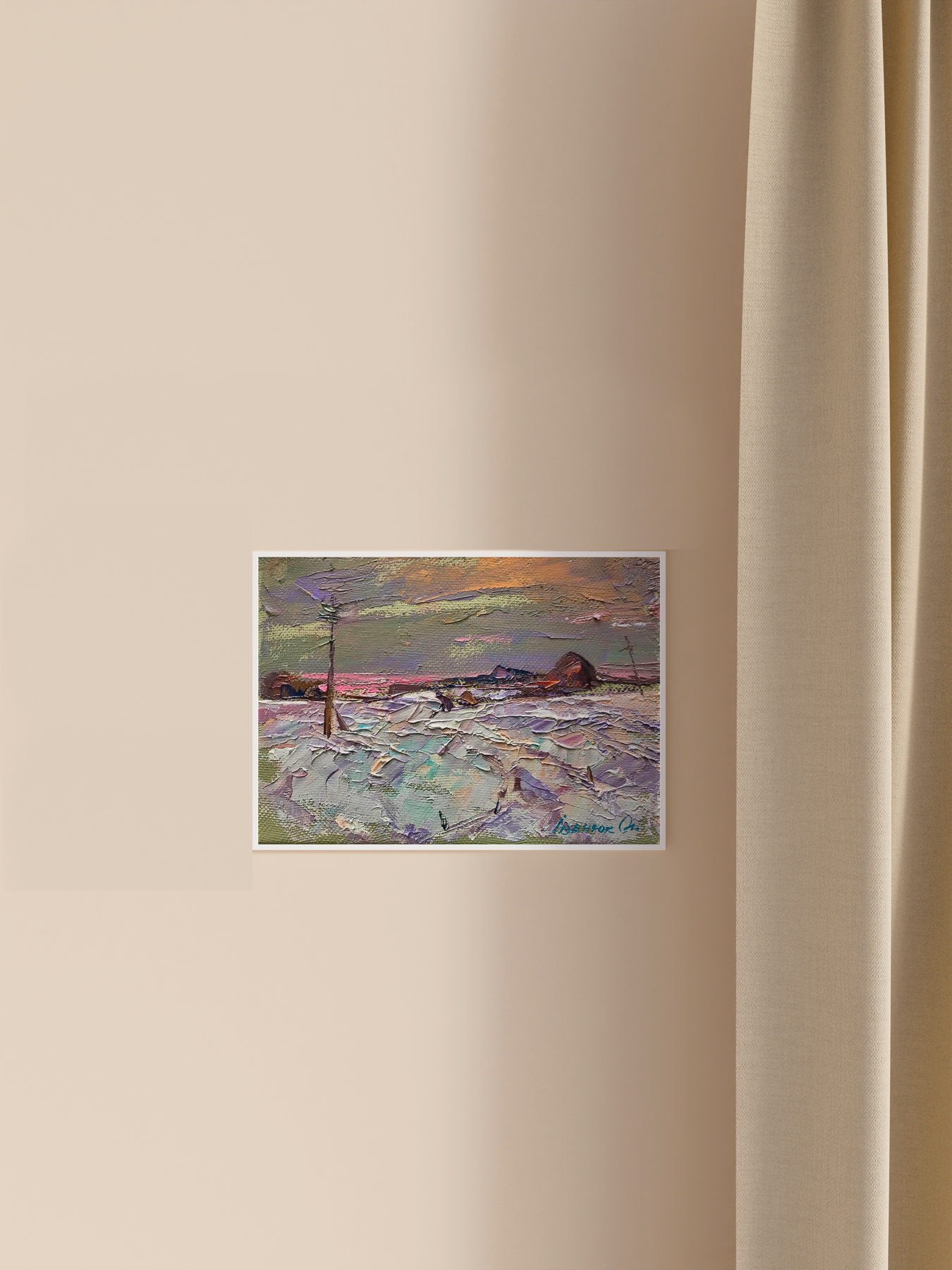 Oil painting Snowy street