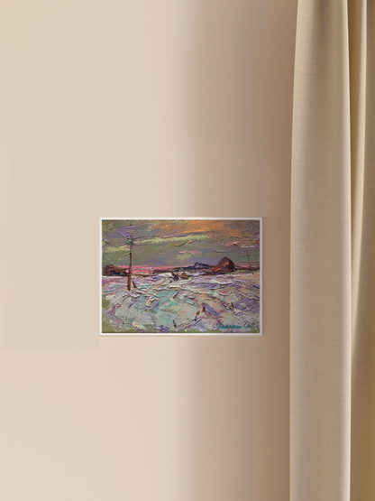 Oil painting Snowy street