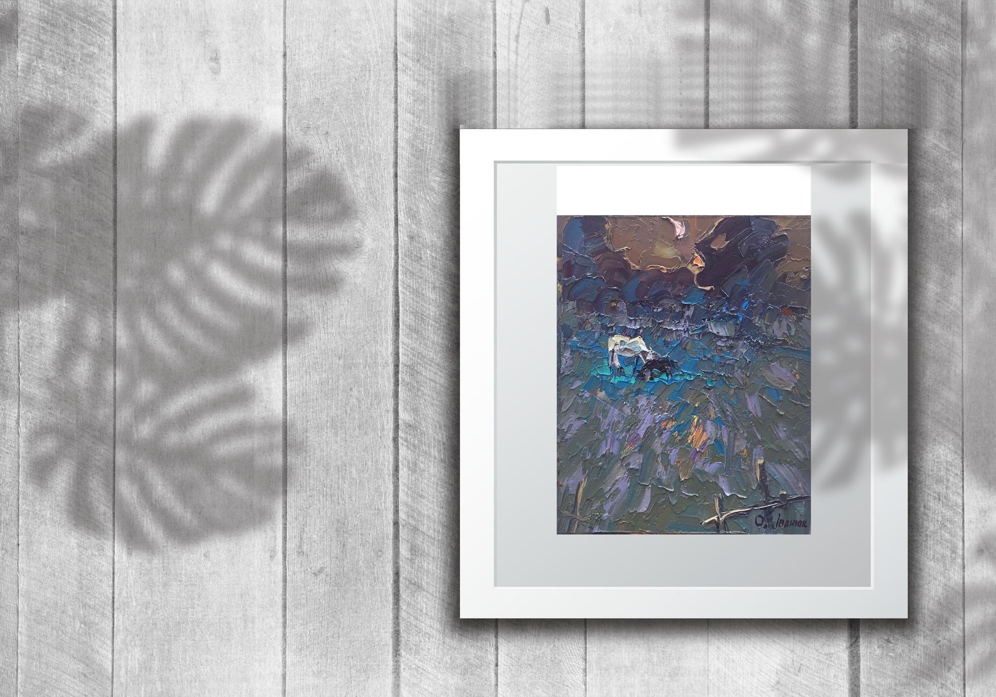 Oil painting Moonlit night