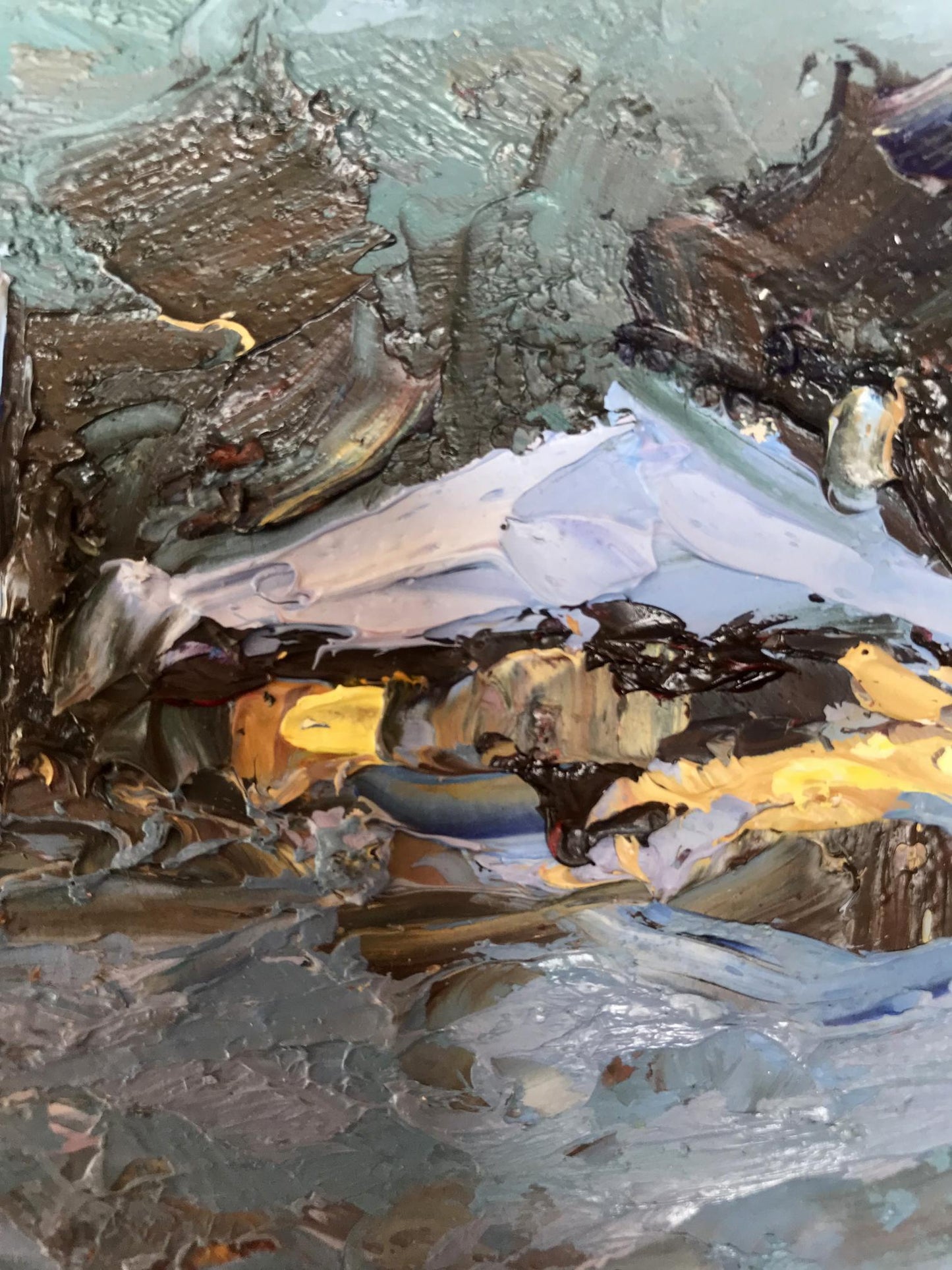 Oil painting Winter Village landscape 