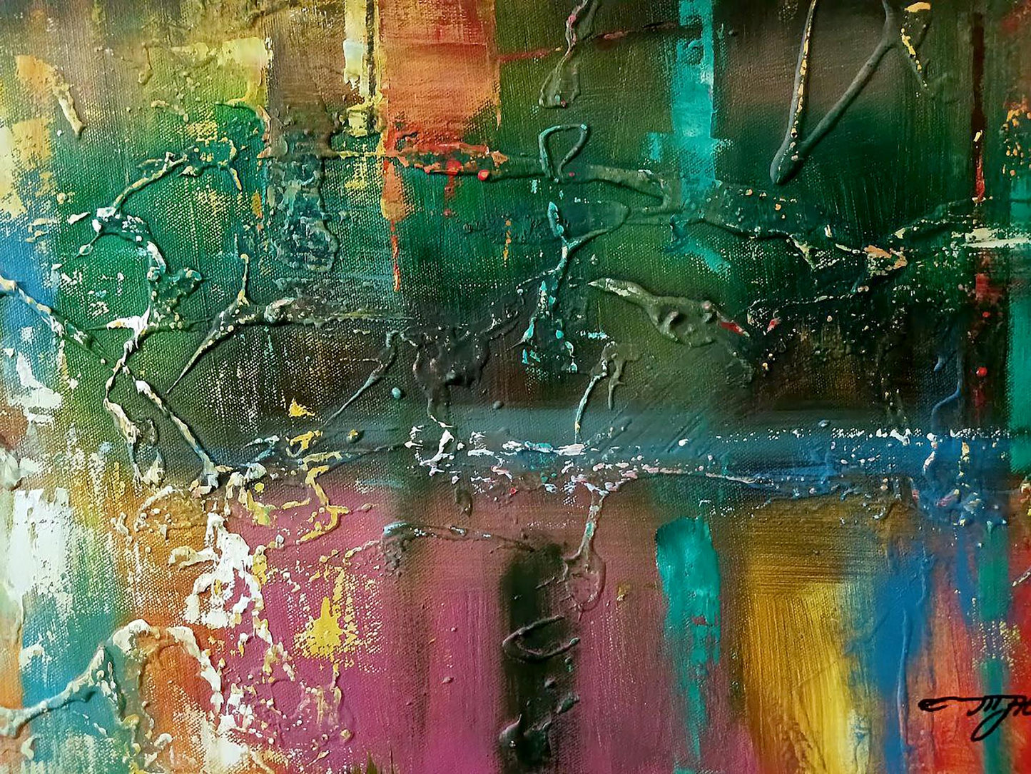 Abstract oil painting Night city lights Anatoly Tarabanov