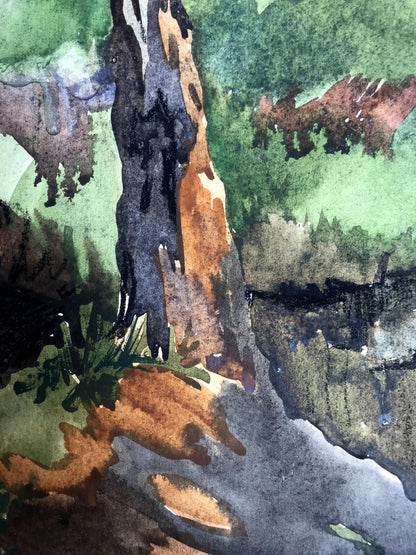 Watercolor painting Rest in the woods Unknown artist