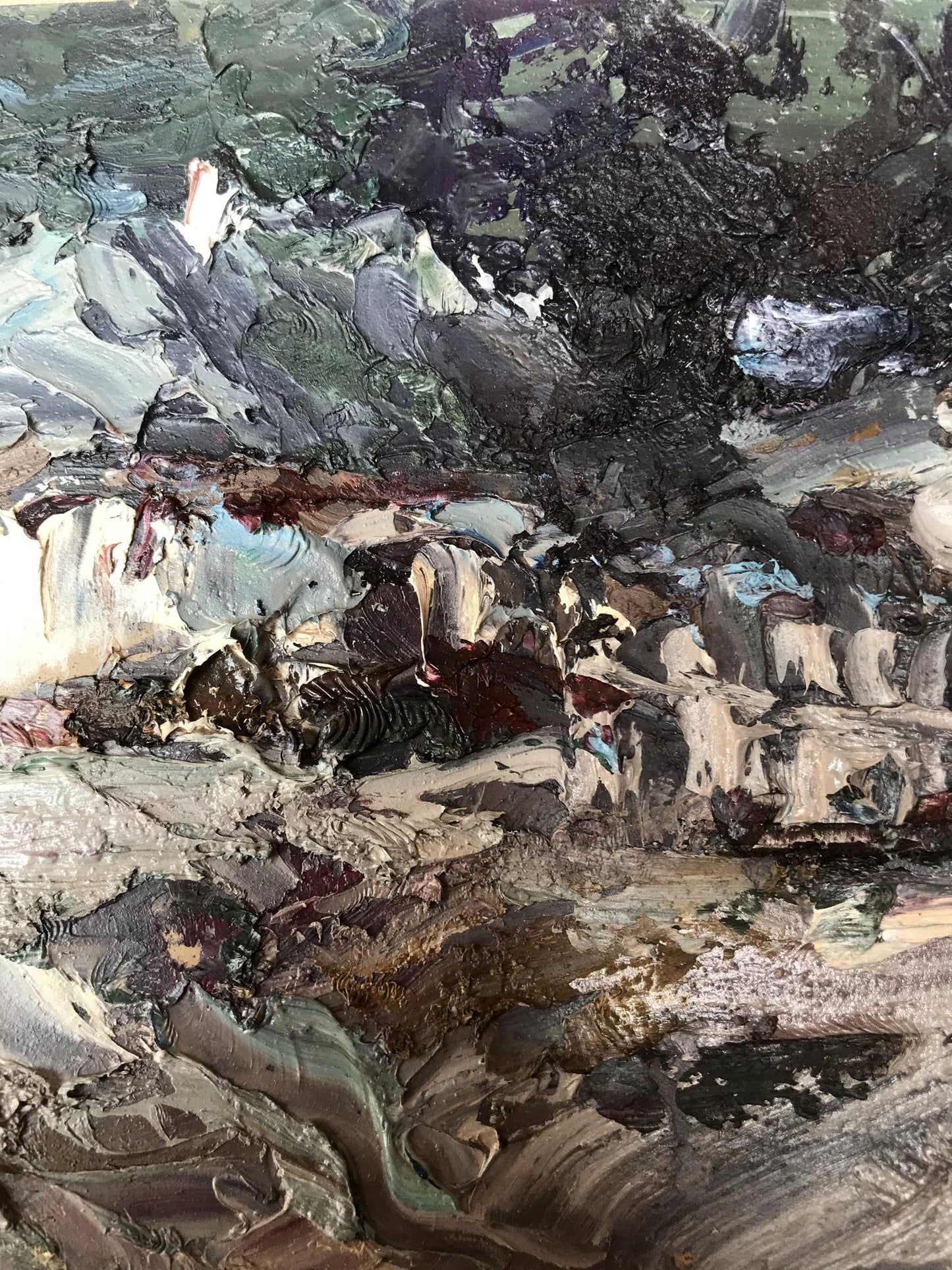 Oil painting Night Village landscape 
