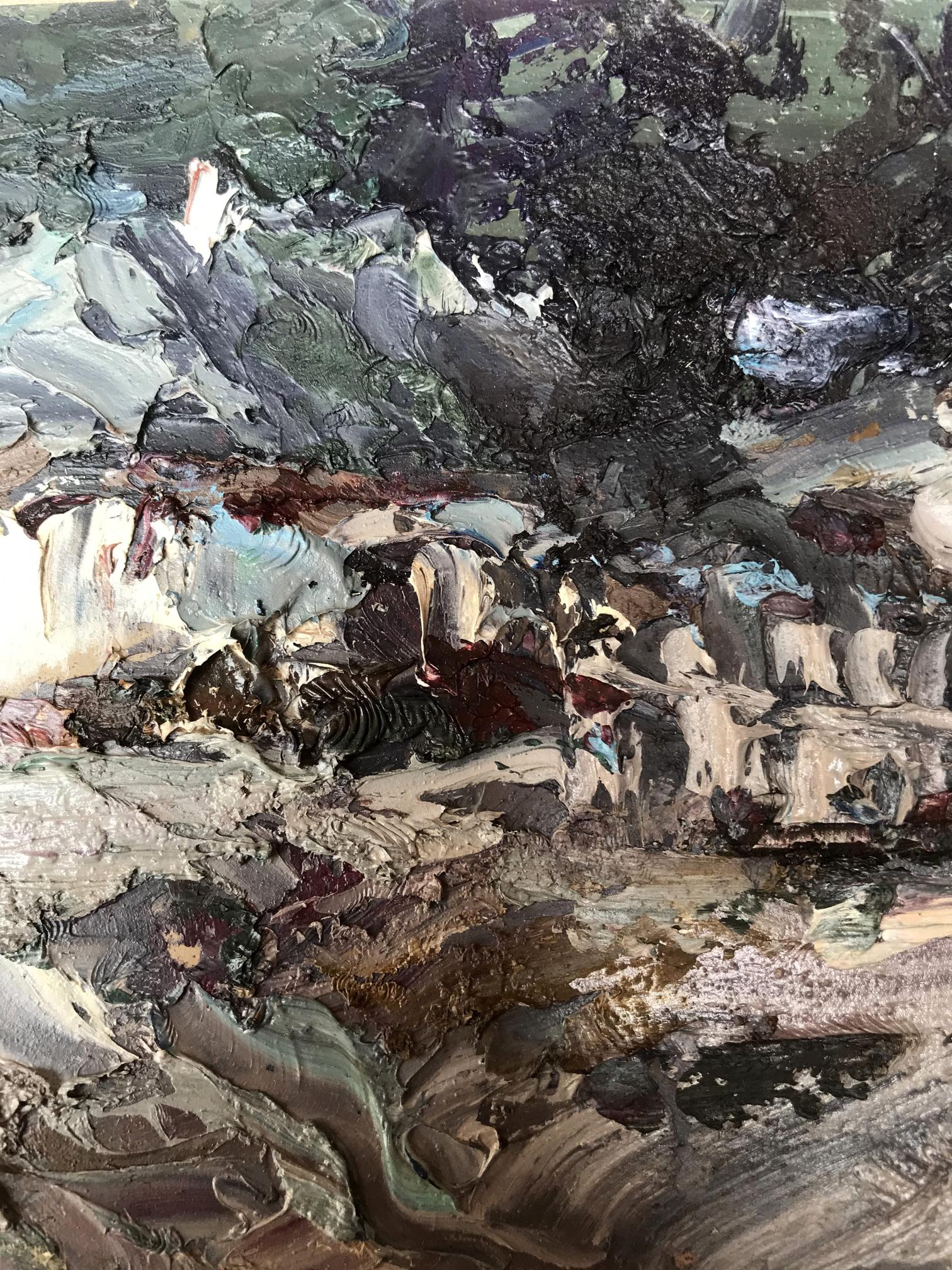 Oil painting Night Village landscape 