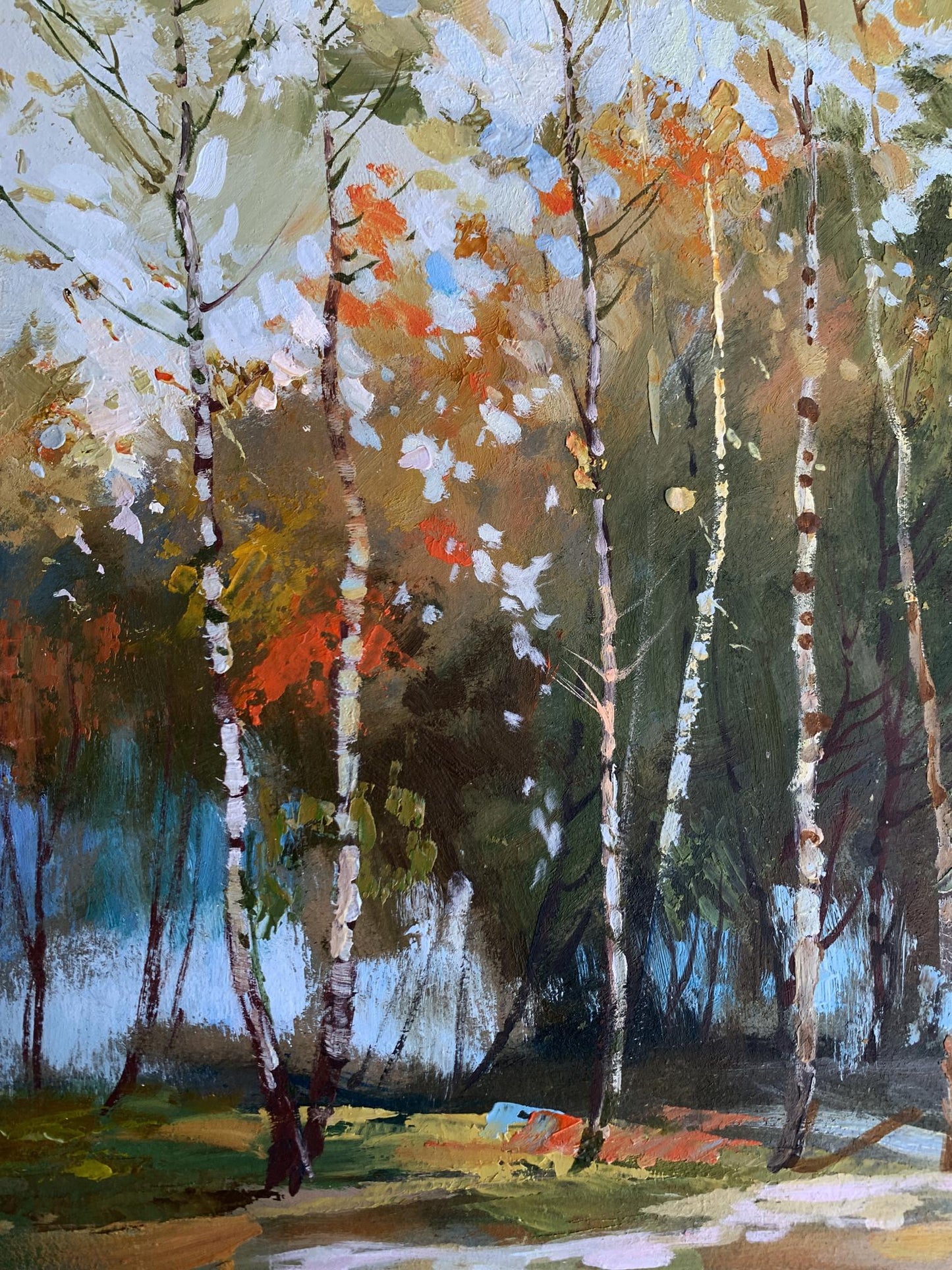 OIl painting Birch autumn forest Yuriy Suprunchuk