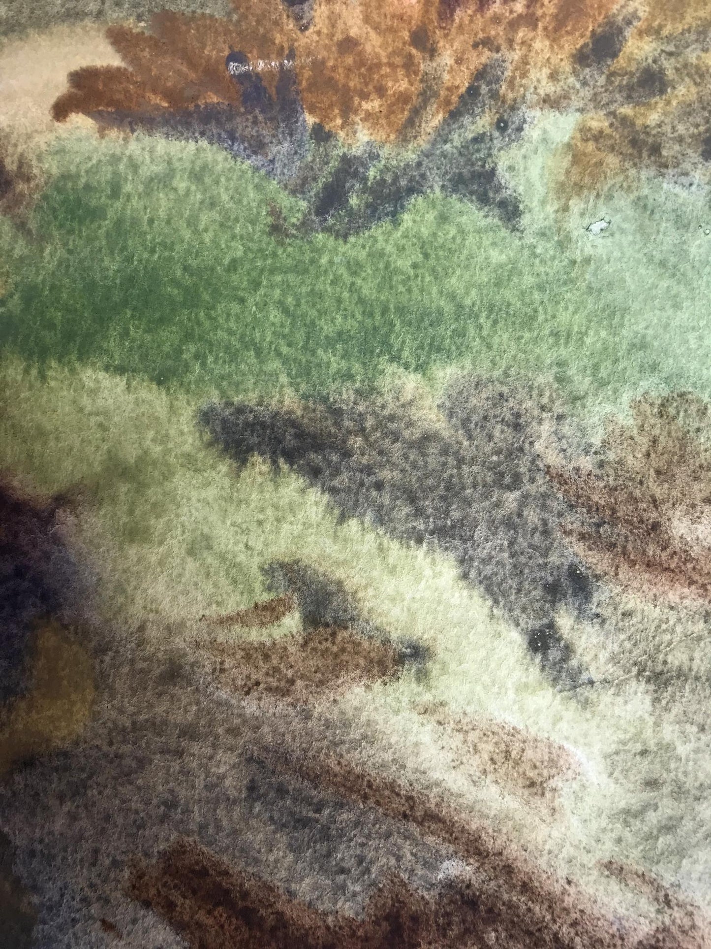 Anya Riaboka's watercolor artwork, "In the Woods," evoking woodland tranquility.