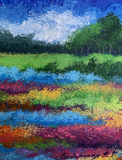 Oil painting Fields of flowers V. Zadorozhnya