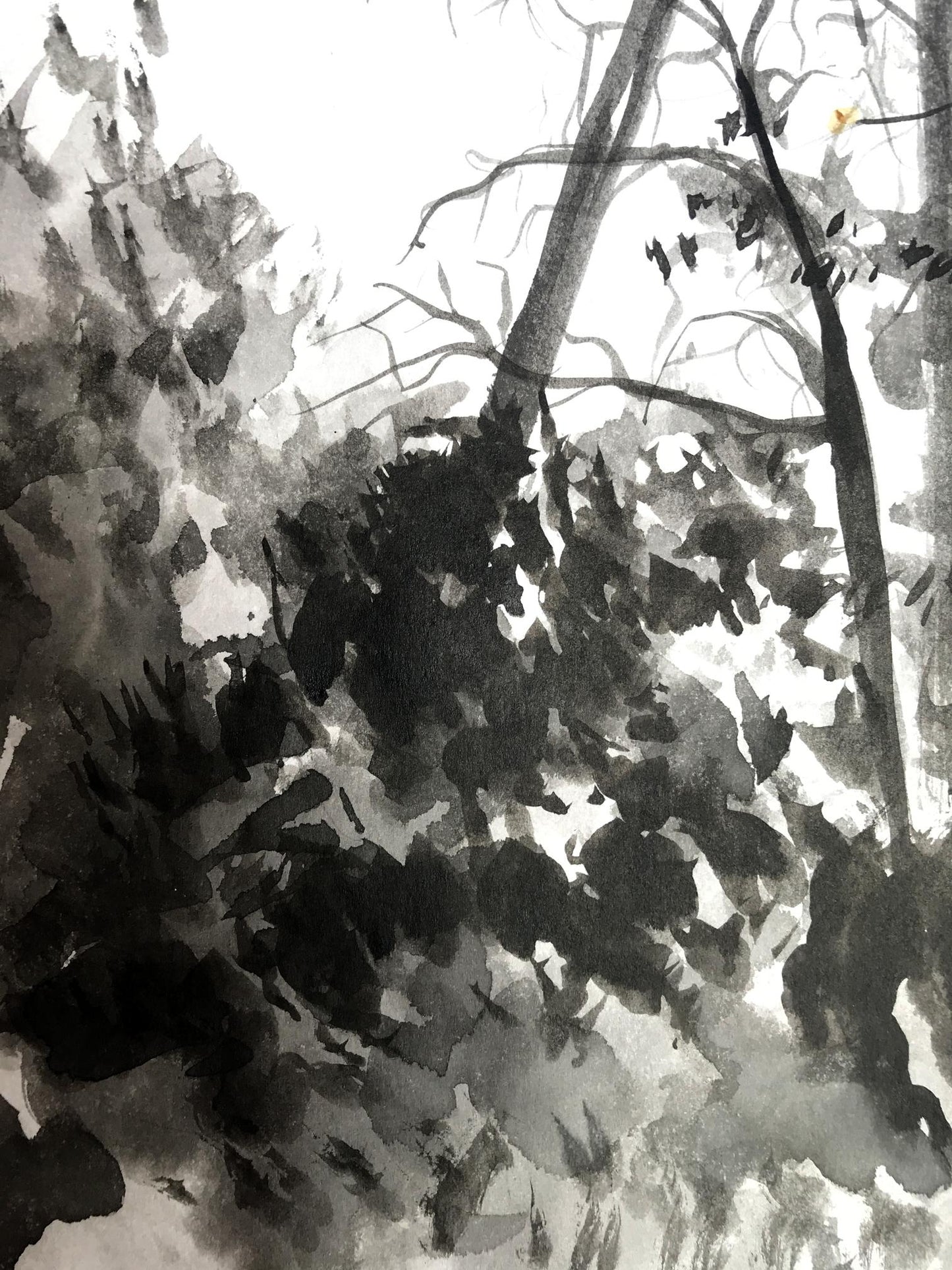 Watercolor painting View of the water tower Smalchuk