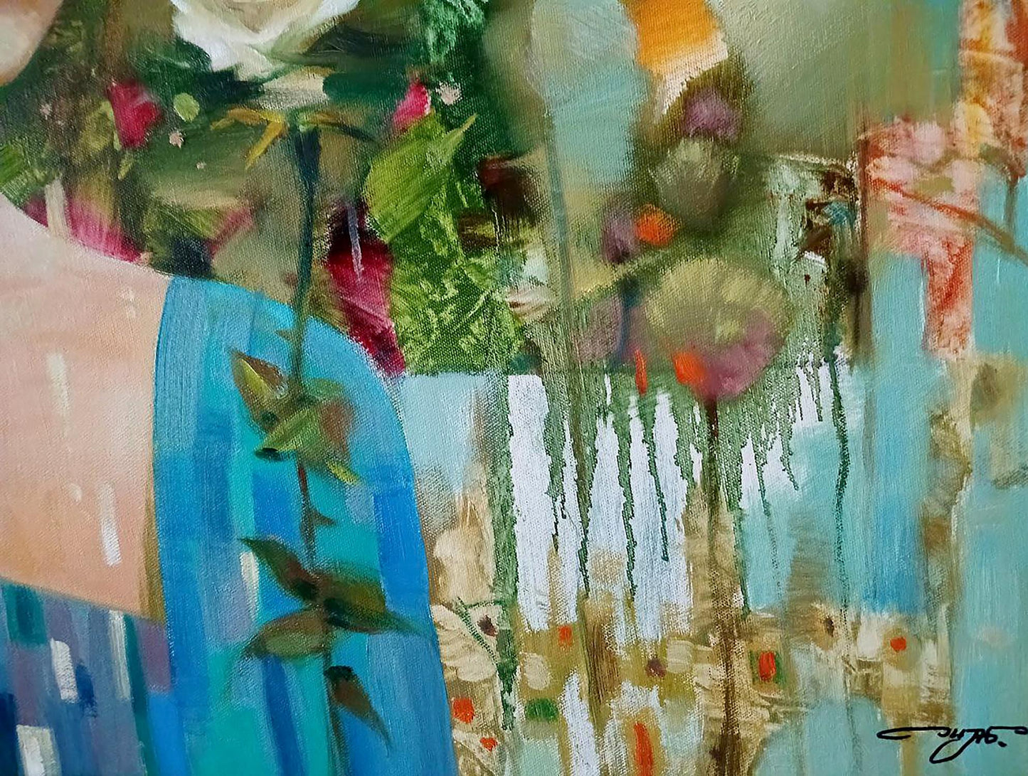 Abstract oil painting White rose Anatoly Tarabanov