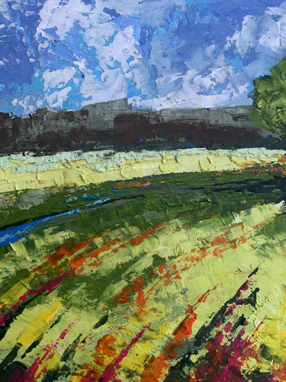 Oil painting Green fields under clear skies V. Zadorozhnya