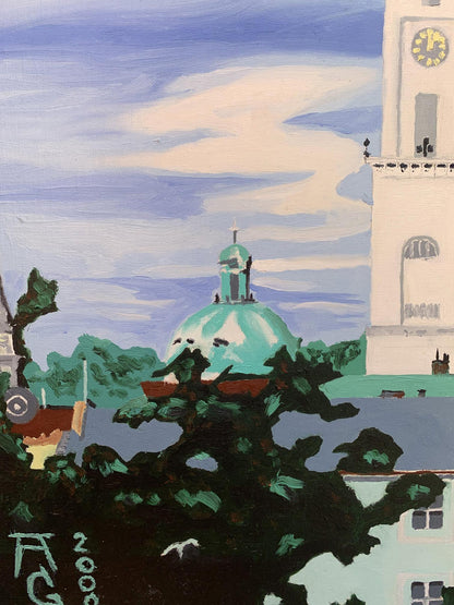 Oil painting City Tower Oleksandr Gukalov