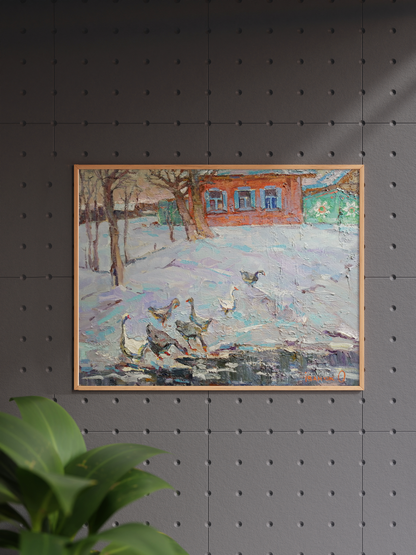 Oil painting By the evening 