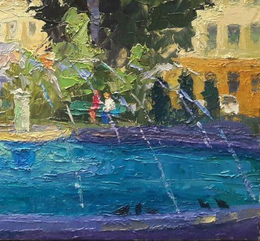 Oil painting Odessa. Fountain near the temple Serdyuk Boris Petrovich