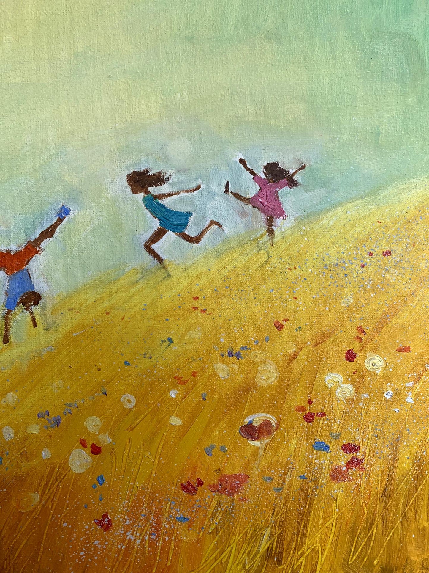Oil painting Children's happiness Unknown artist