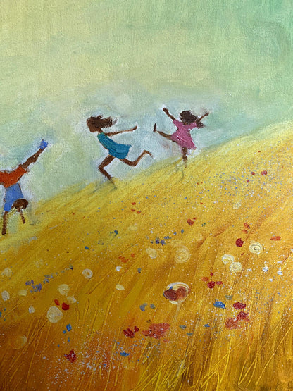 Oil painting Children's happiness Unknown artist