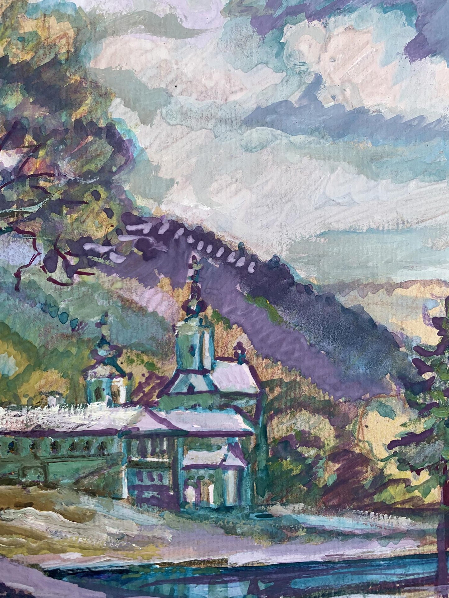 Oil painting Spring near the monastery Nikolay Leshchuk