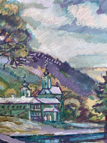 Oil painting Spring near the monastery Nikolay Leshchuk