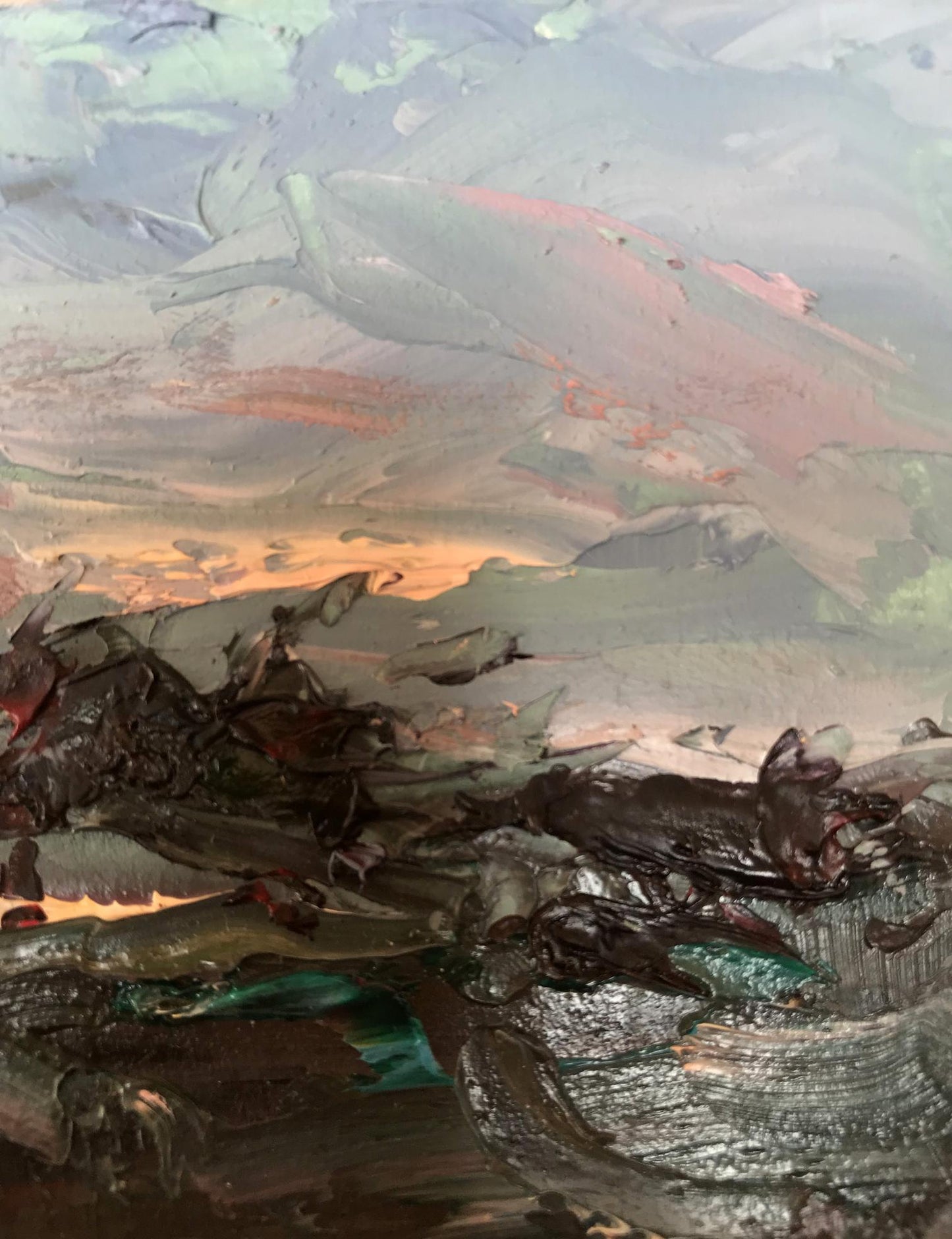 Oil painting Sun sky landscape 