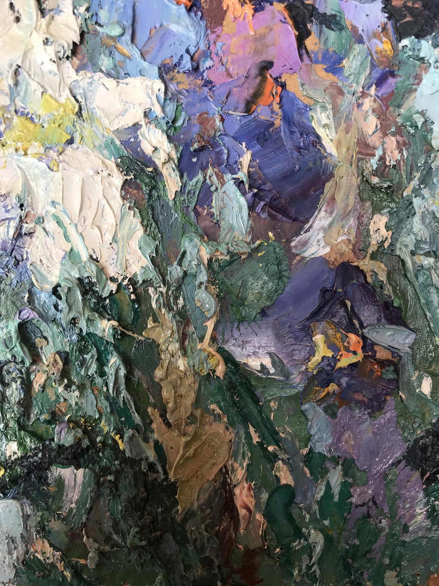 Oil painting Summer flowers landscape 