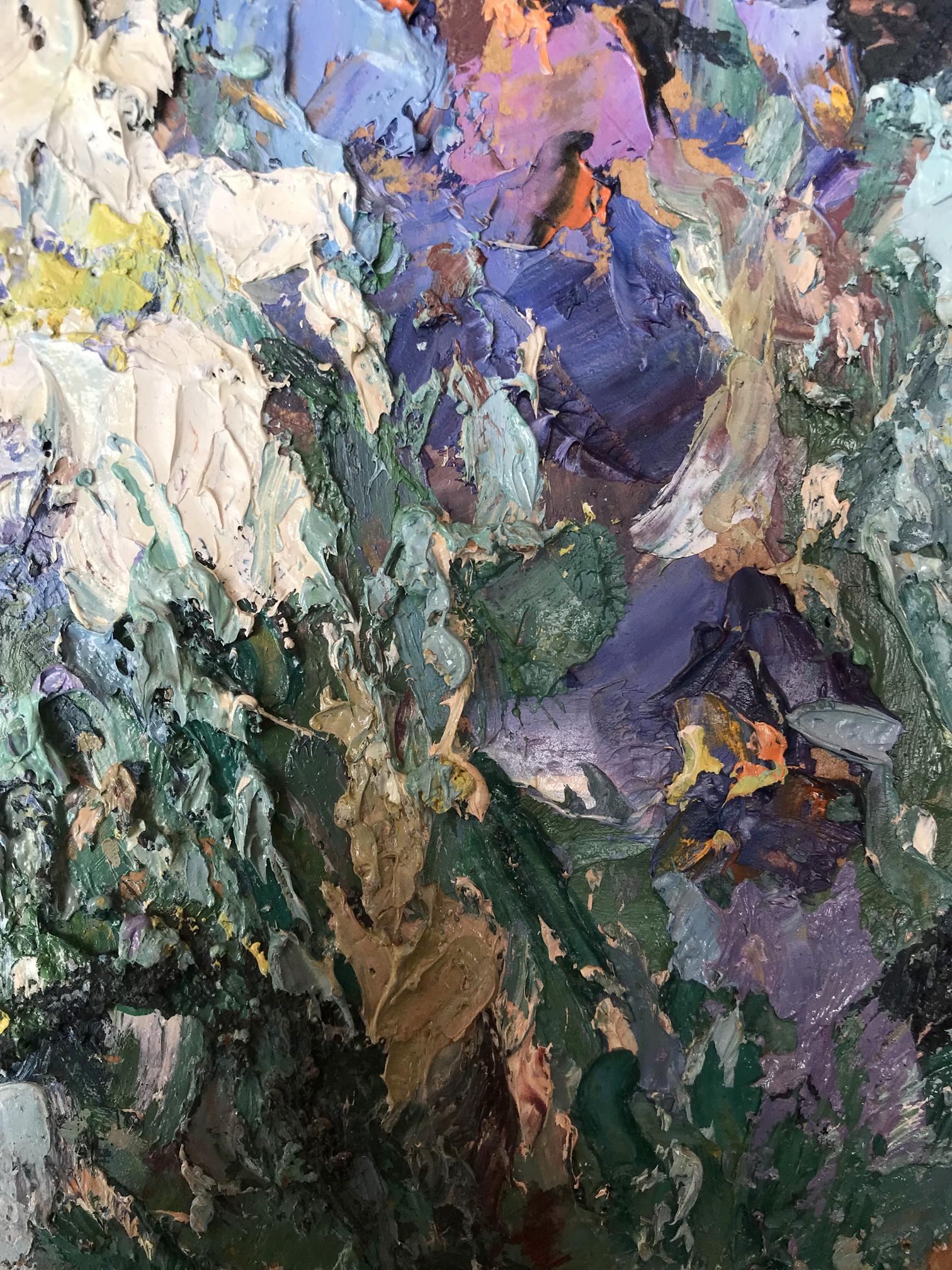 Oil painting Summer flowers landscape 