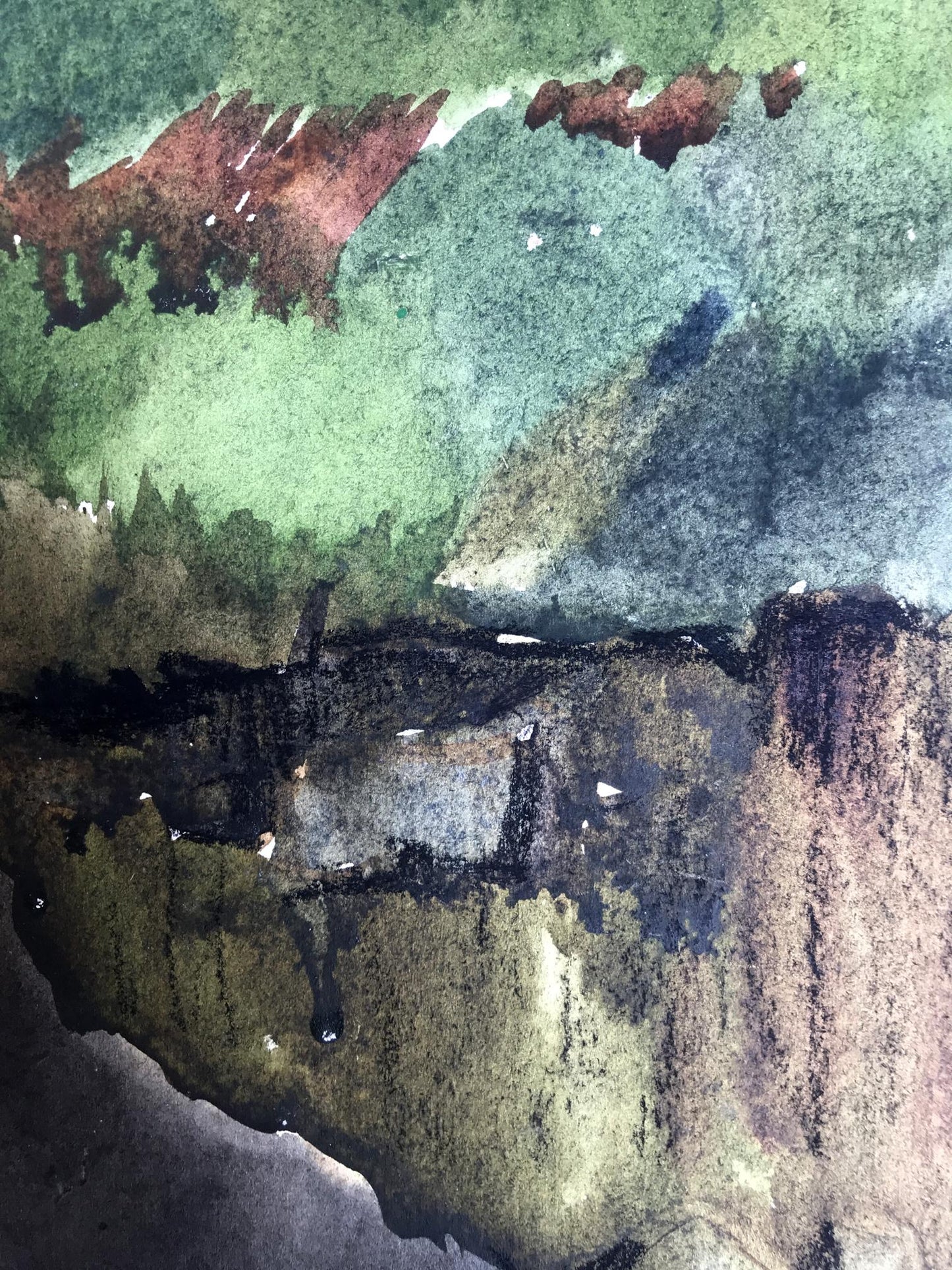 Watercolor painting Rest in the woods Unknown artist