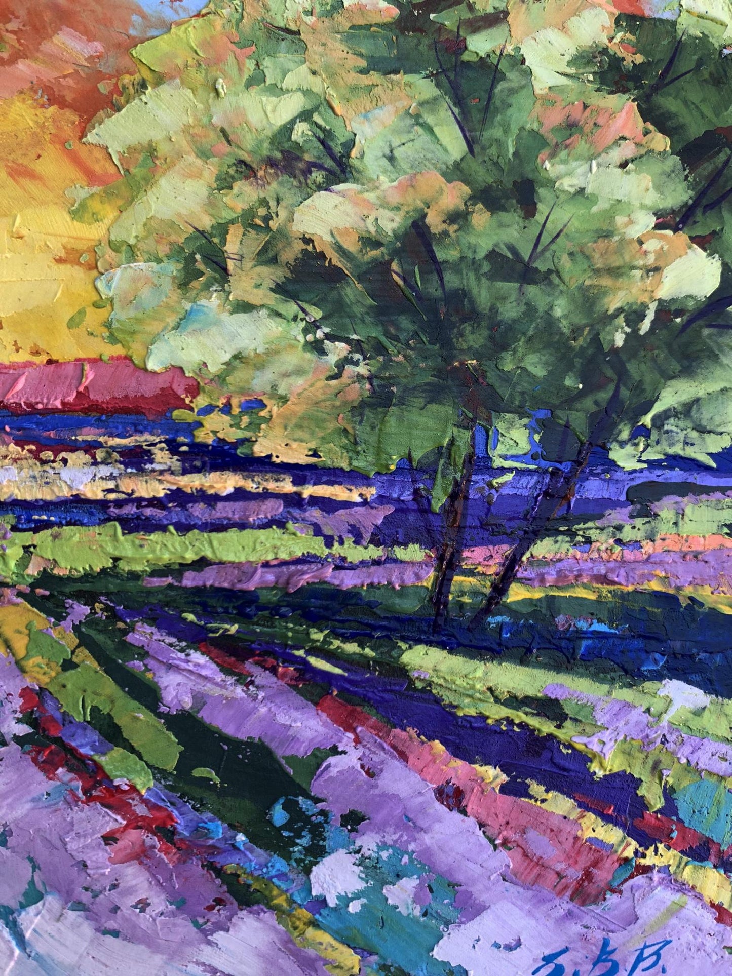 Oil painting Sunset in the field V. Zadorozhnya