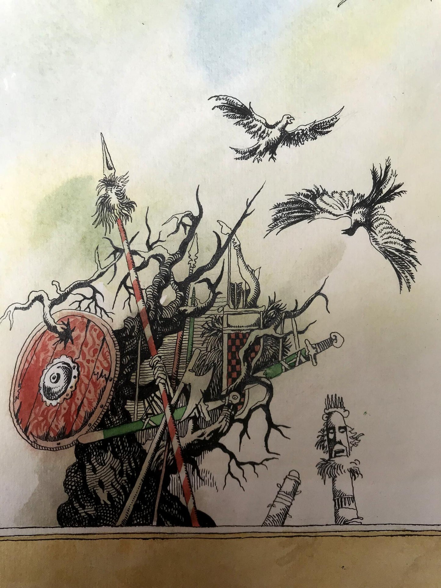 Watercolor painting On the battlefield Alexander Arkadievich Litvinov