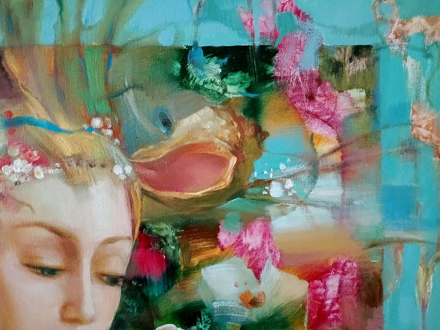 Abstract oil painting White rose Anatoly Tarabanov