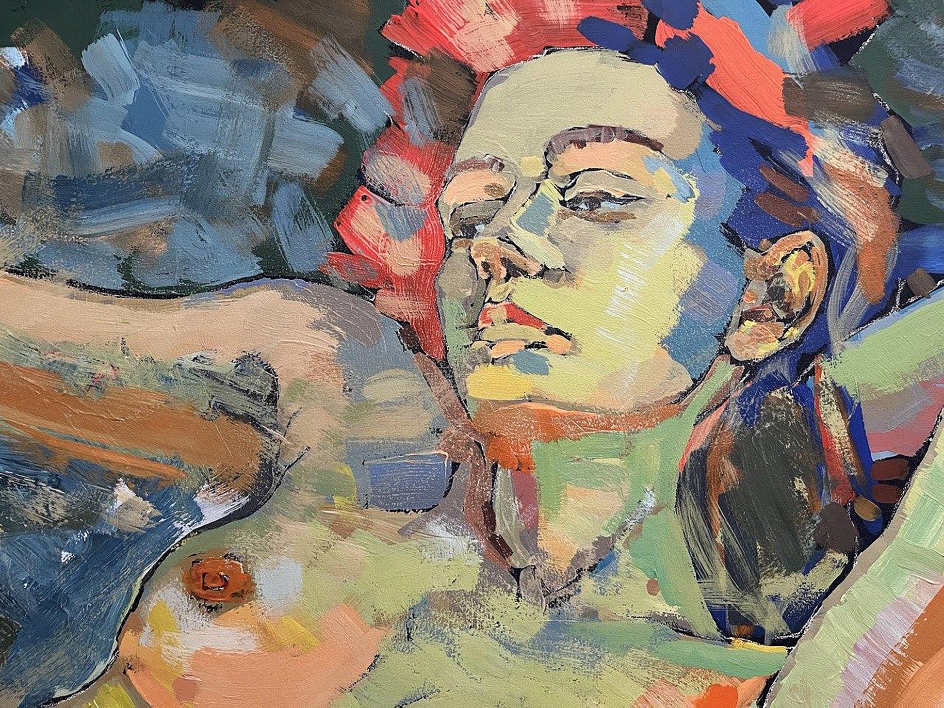 Acrylic painting  expressionism nude Woman Serhiy Kovalev