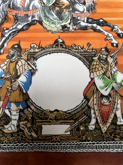 Watercolor painting King on horseback Alexander Arkadievich Litvinov