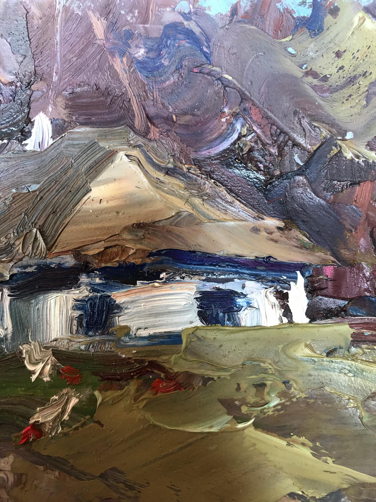 Oil painting Village House on the outskirts 