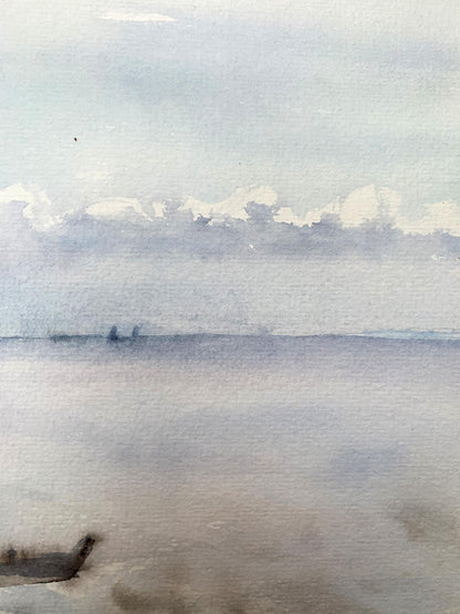 Watercolor painting Waiting for a man Unknown artist
