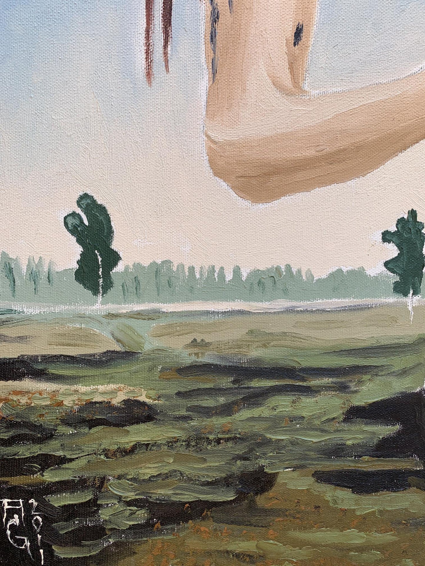 Oil painting Girl and football Oleksandr Gukalov