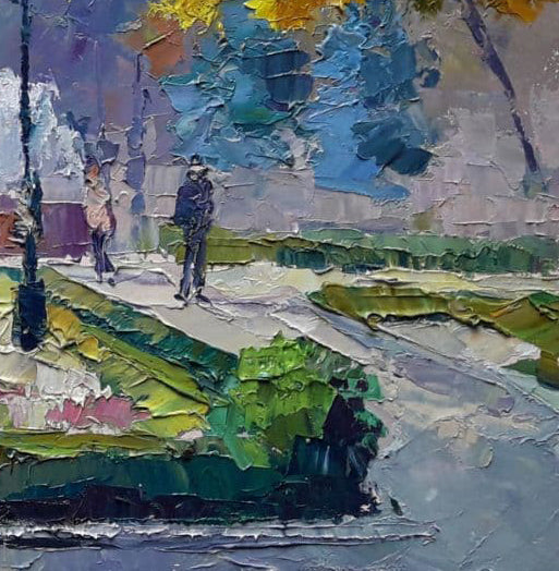 Serdyuk's painting captures the essence of an autumnal park
