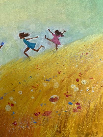 Oil painting Children's happiness Unknown artist