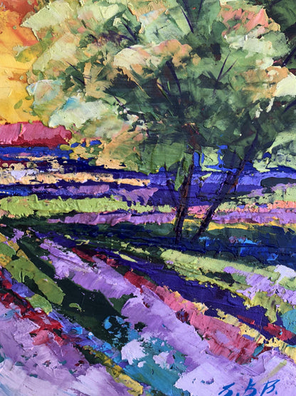 Oil painting Sunset in the field V. Zadorozhnya