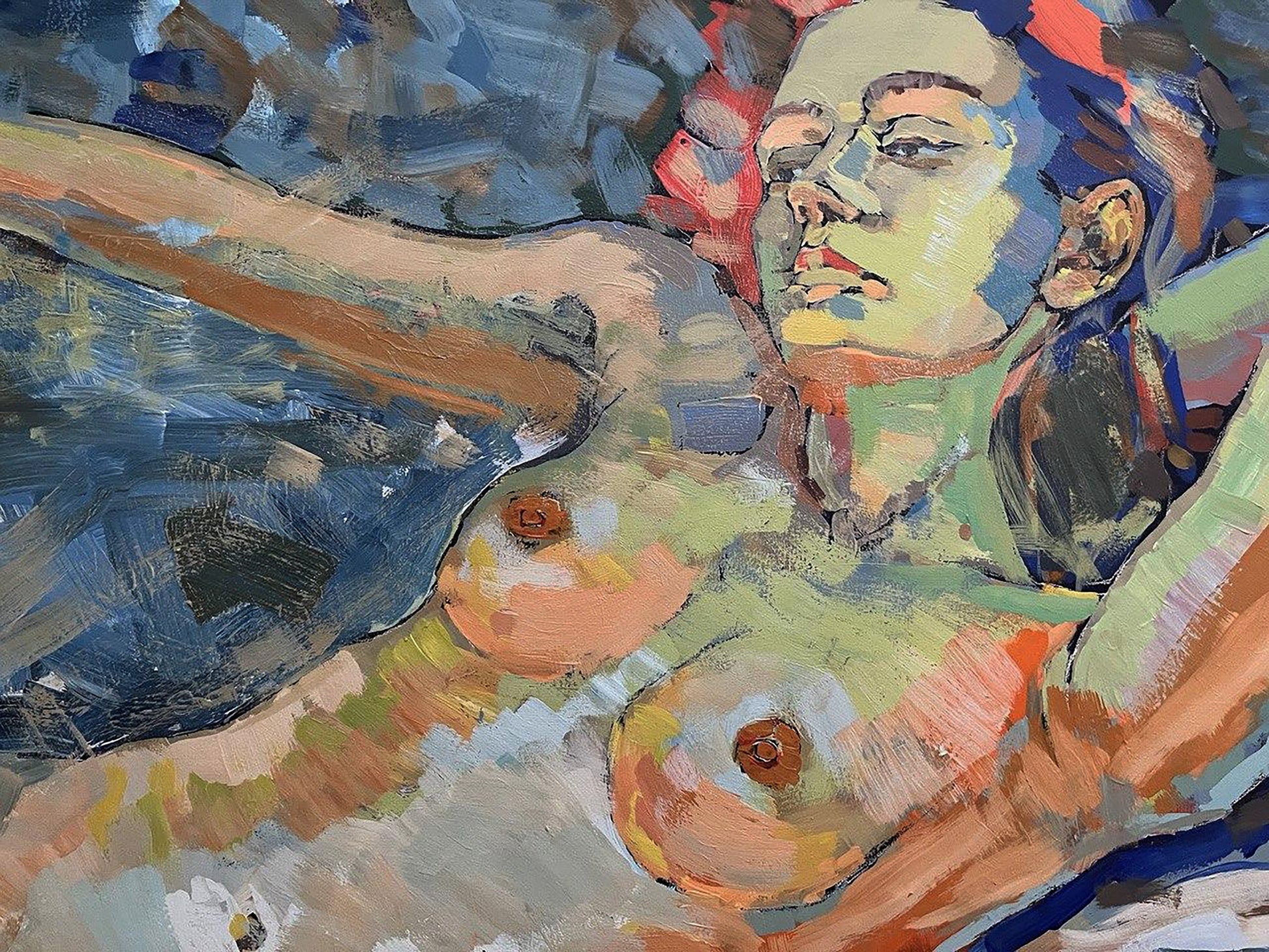 Acrylic painting  expressionism nude Woman portrait  Serhiy Kovalev Buy 