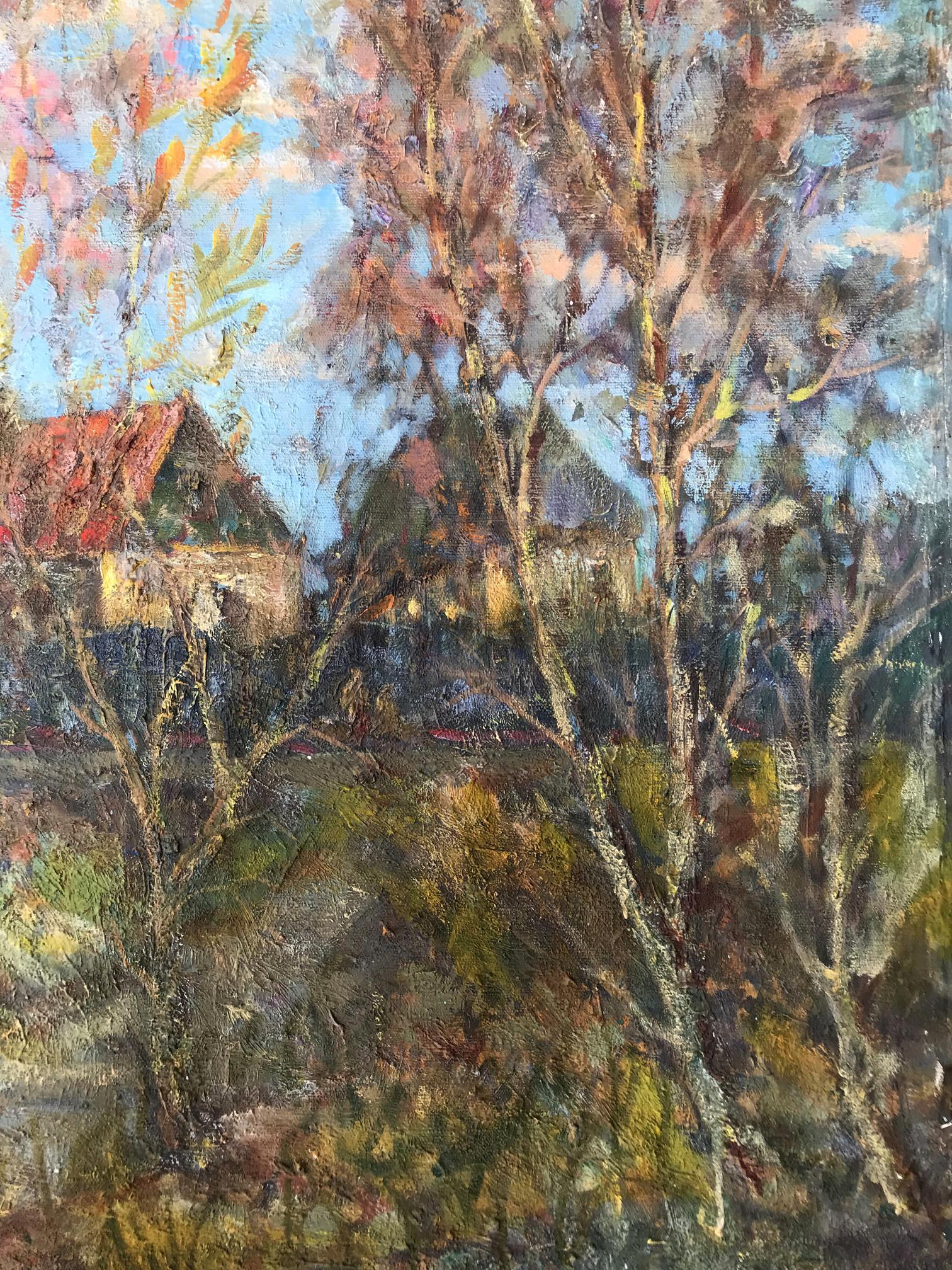 Oil Painting Village Nature Landscape 