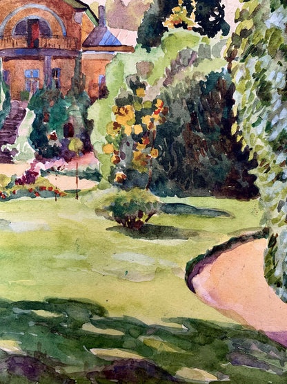 Watercolor painting Penthouse Garden Unknown artist