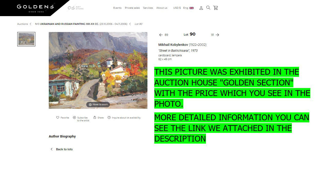 Oil painting Street in Bakhchisarai Mikhail Kobylenkov