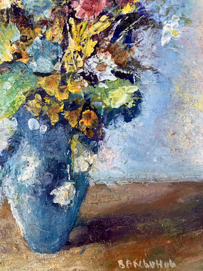 Oil painting Wild flowers in a blue vase Vadim Aksenov