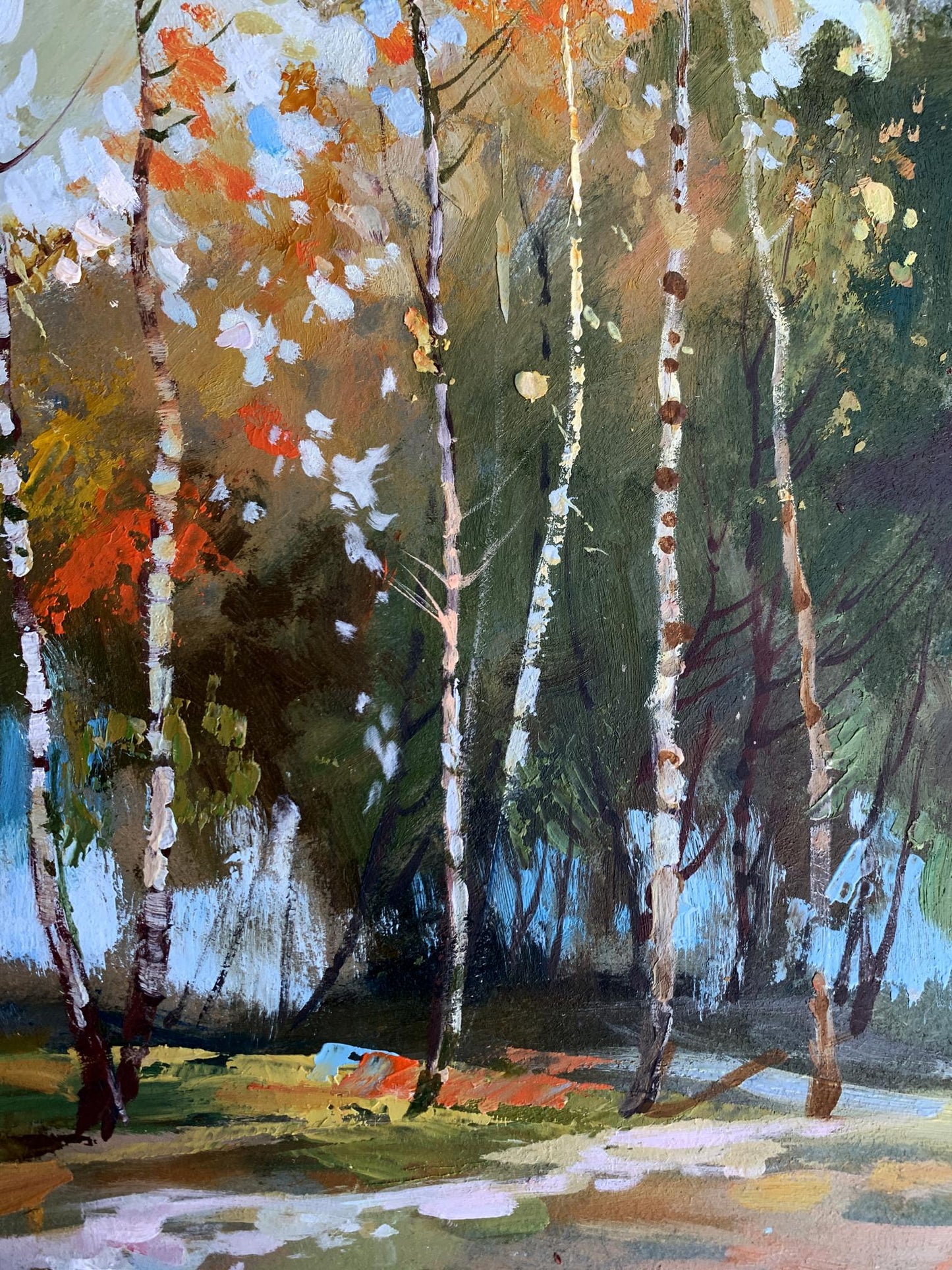OIl painting Birch autumn forest Yuriy Suprunchuk