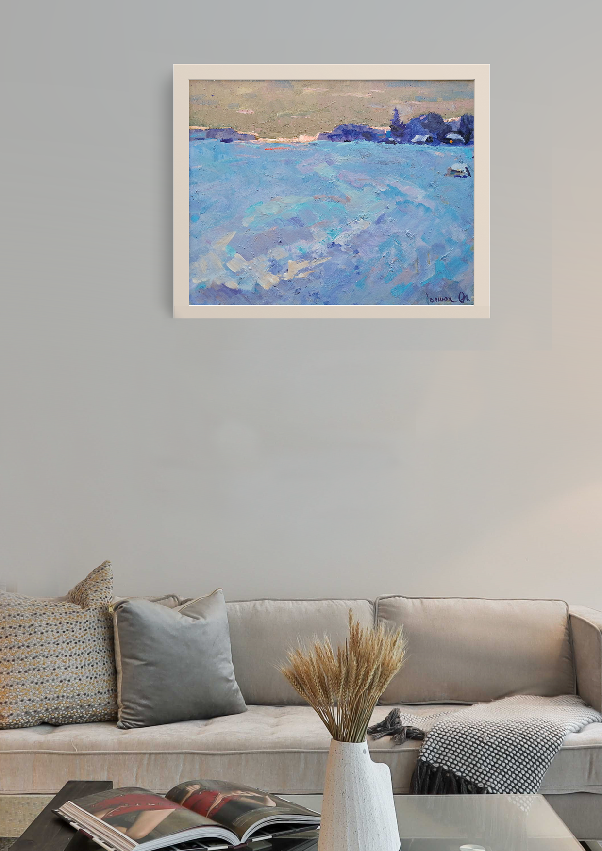 Oil painting Winter evening
