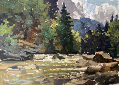 Oil painting Rest in the forest Batrakov Vladimir Grigorievich