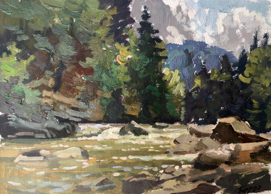 Oil painting Rest in the forest Batrakov Vladimir Grigorievich