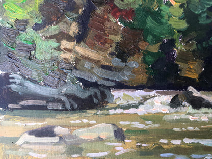 Oil painting Rest in the forest Batrakov Vladimir Grigorievich