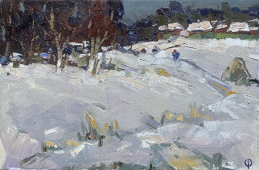 Oil painting Winter Landscape 