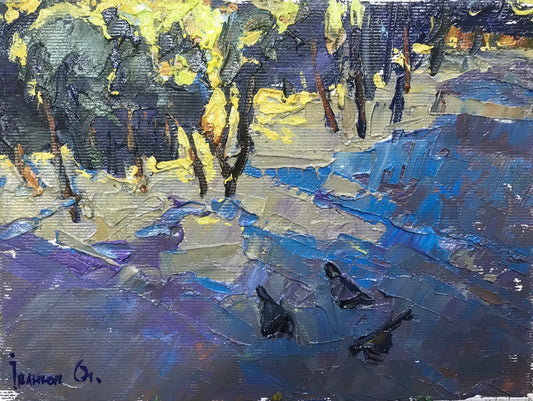 Oil painting Frosty evening Ivanyuk Alex